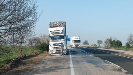 Aracından inen tır şoförüne araba çarptı