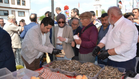 Manisa’daki şenlikte 2 ton hamsi dağıtıldı